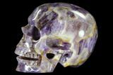 Realistic, Carved Chevron Amethyst Skull #116397-3